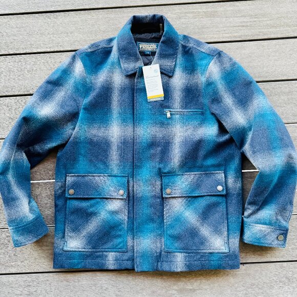 NWT Pendleton Mens 2025 Plaid Eugene Field Jacket Mount Hood Blue Large - Picture 2 of 5